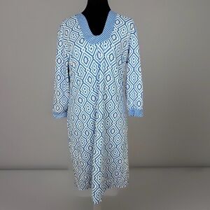 J McLaughlin Blue & White Geometric Tunic Dress - Brand: